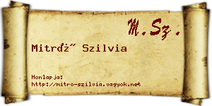 Mitró Szilvia névjegykártya